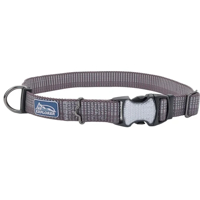 K9 Explorer® Brights Reflective Adjustable Dog Collar, Grey Medium