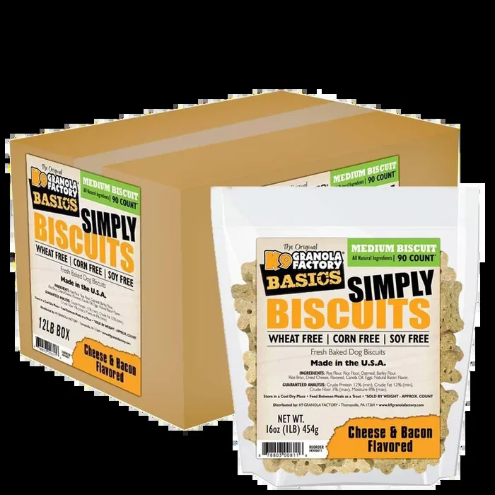 K9 Granola Simply Biscuits, Cheese & Bacon Flavored Medium Dog Treats
