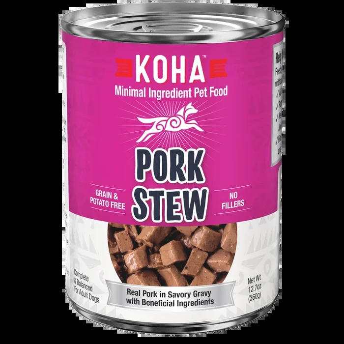 Koha Minimal Ingredient Stews Wet Dog Food – Pork – 12.7oz Can