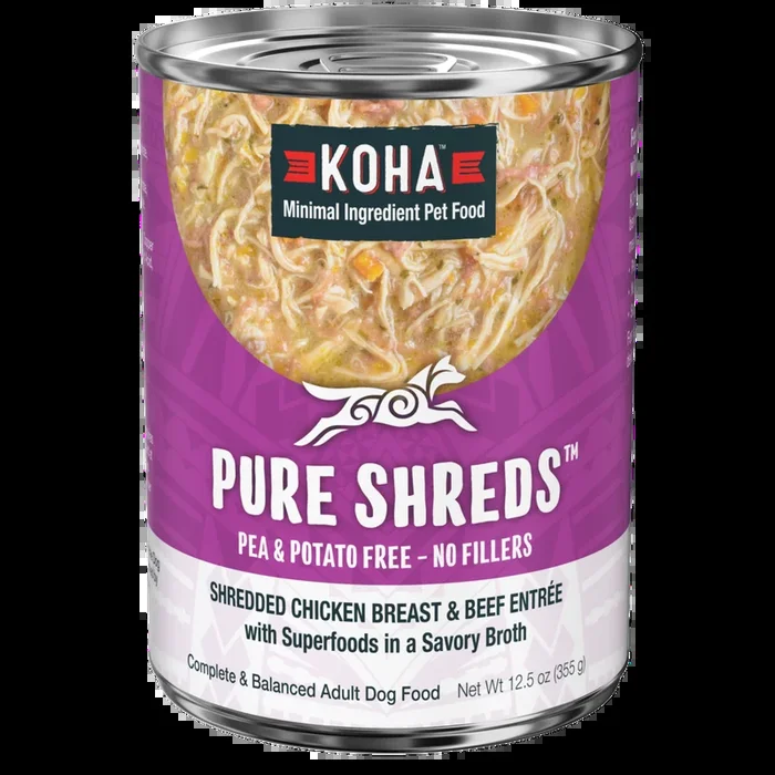 Koha Pure Shreds Chicken Breast & Beef Entree for Dogs 12.5oz