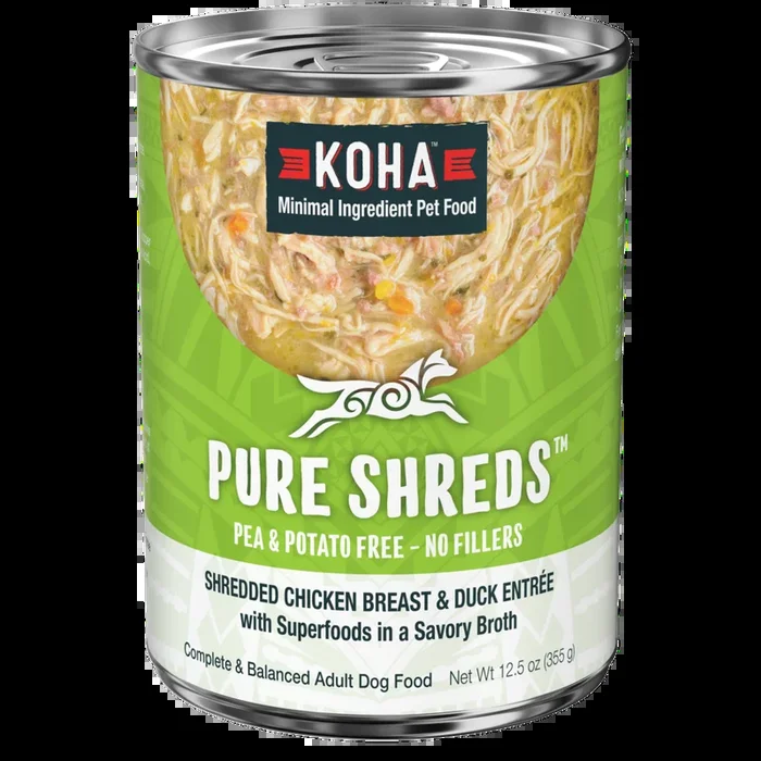 Koha Pure Shreds Chicken Breast & Duck Entree for Dogs 12.5oz