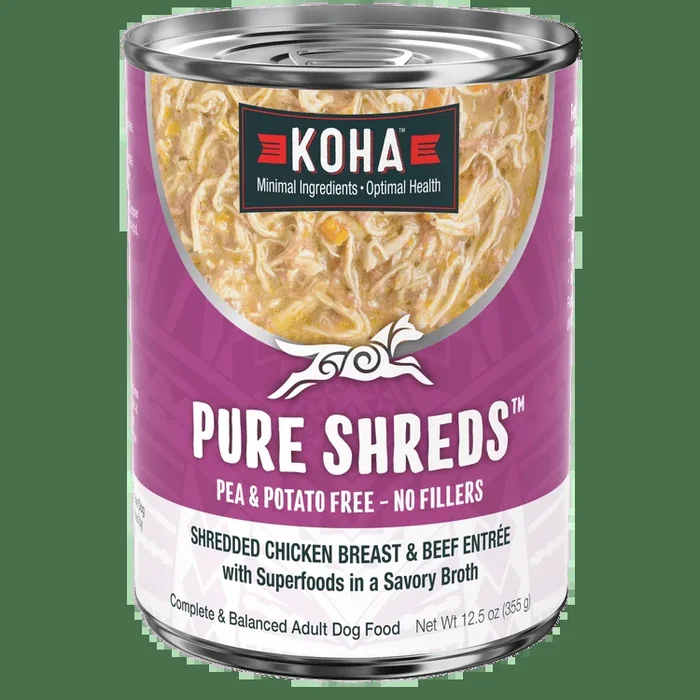 KOHA Pure Shreds Shredded Chicken Breast & Beef Entrée Canned Dog Food