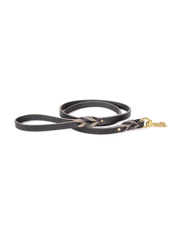Lake Country Basic Braided Leather Lead Black 3/4 x 5′