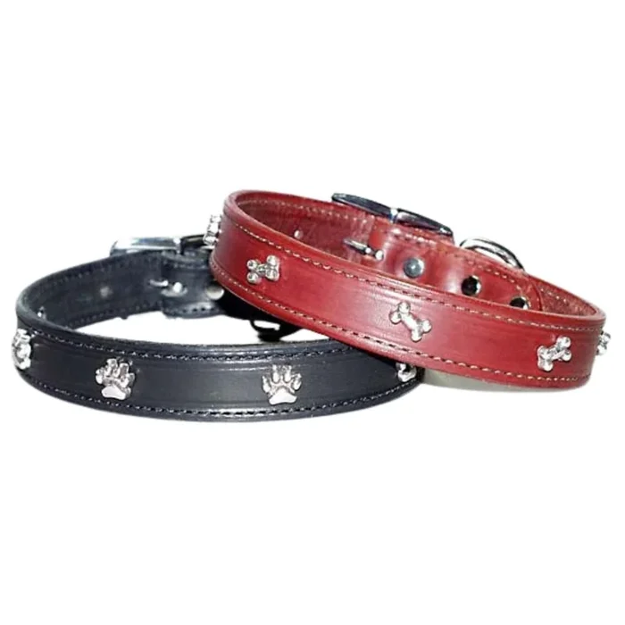 Leather Brothers – Collar Leather W/ Bone Conchos Burgundy