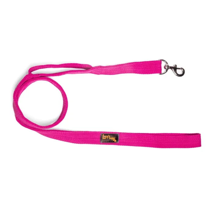 Let’s Wag Double Handle Fabric Leash for Dogs (Pink)