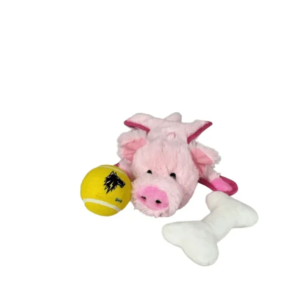 Lightning Dog Baby Fuzzy Pink Piggy with Surprise Toys inside Plush Dog Toy