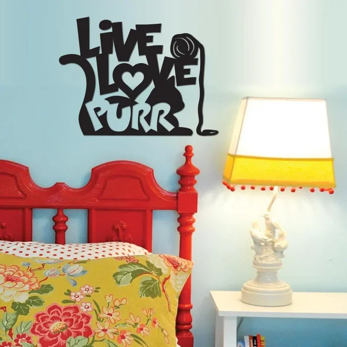 Live, Love, Purr – Metal Wall Art/Décor