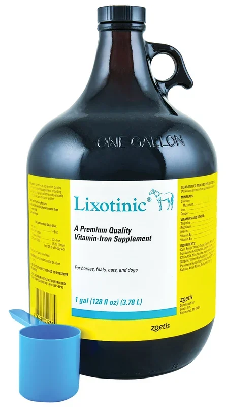 Lixotinic Vitamin Iron Supplement for Horses, Foals, Cats, & Dogs, Gallon (Glass)