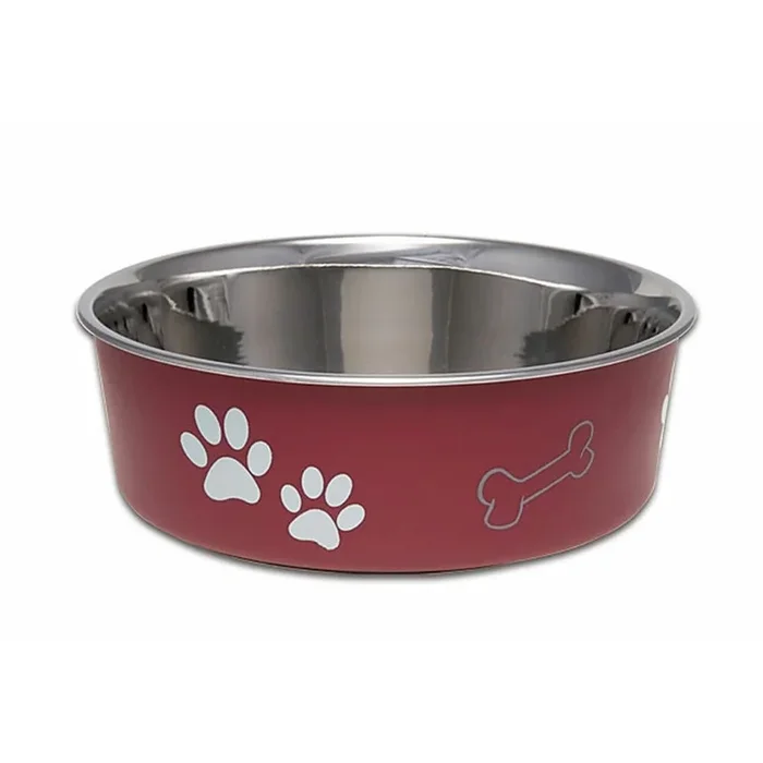 Loving Pets Inc. – Stainless Steel Nonskid Bowl W/Plastic Merlot 80oz