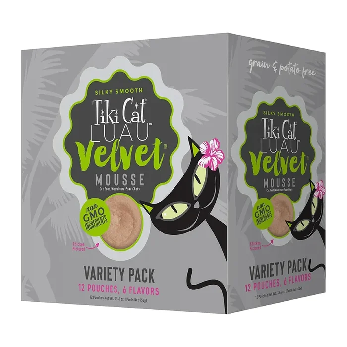 Luau Velvet Mousse Variety Pack Grain-Free Cat Food Pouch 2.82oz – 12 Pack
