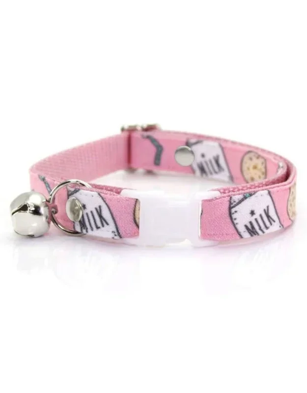 MADE BY CLEO Cat Collar 8-13″ Cookies & Milk Pink