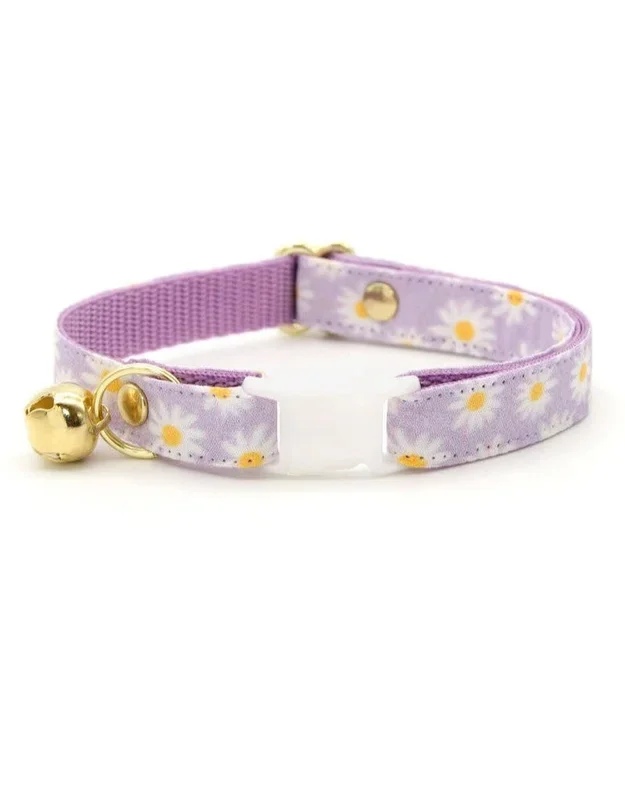 MADE BY CLEO Cat Collar 8-13″ Daisies Purple