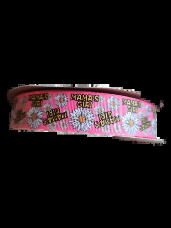 Mama’s Girl Pink Flower Nylon Dog Collar