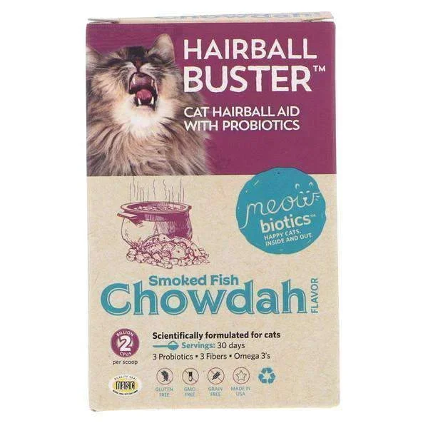 Meowbiotics Hairball Buster – Hairball Aid with Probiotic Powder for Cats