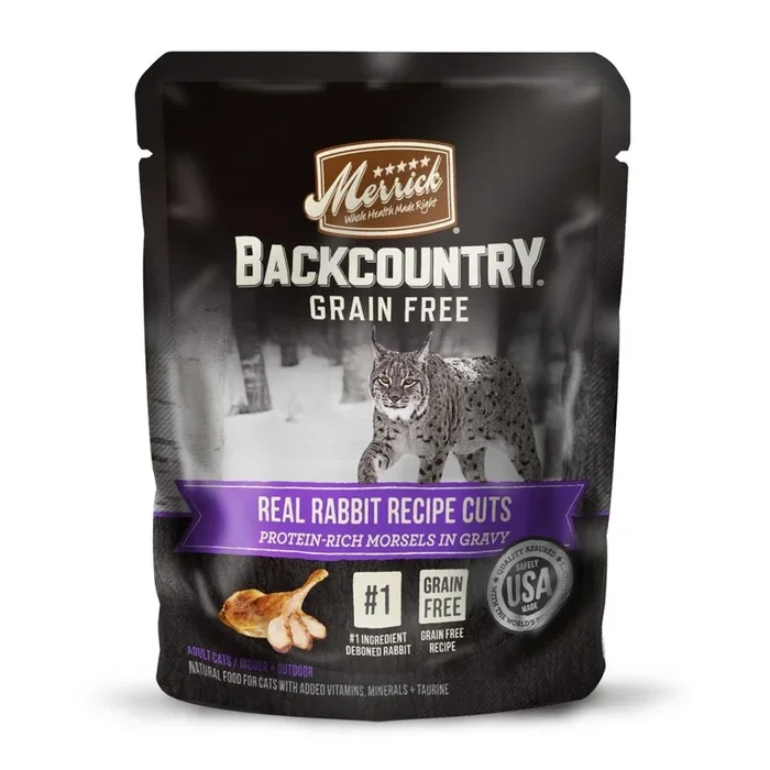 Merrick Backcountry Grain Free Real Rabbit Cuts Recipe Cat Food Pouch