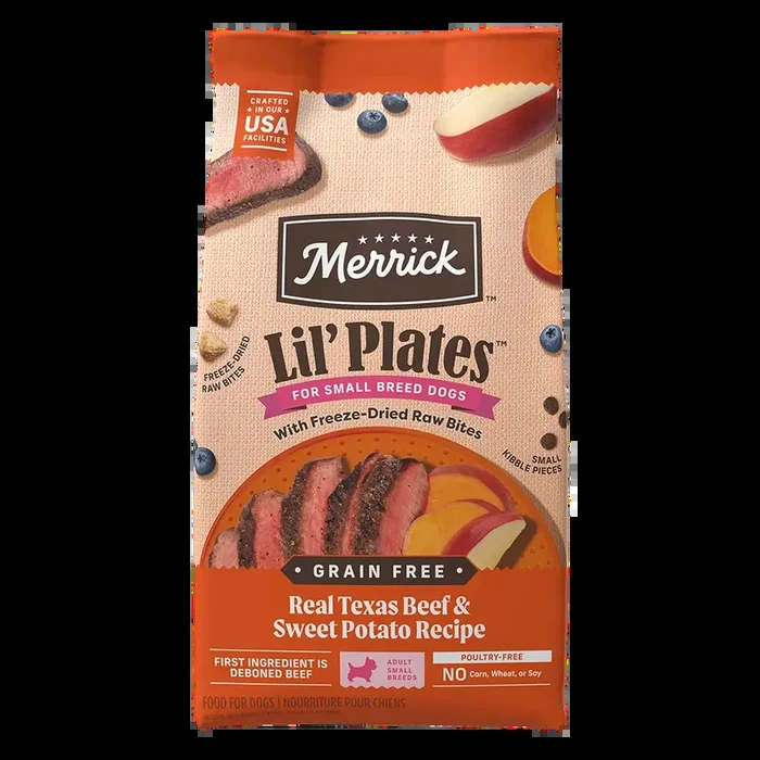 Merrick Lil’ Plates Small Breed Dry Dog Food – Texas Beef & Sweet Potato – 4lbs Bag