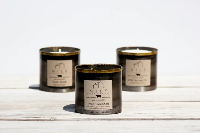 Milk Reclamation Barn – Rustic Barn Metal Candle – 10 oz