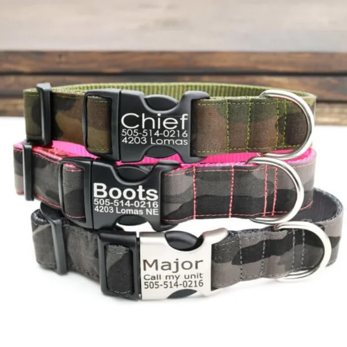 Mimi Green – Canvas Camouflage Dog Collars Green