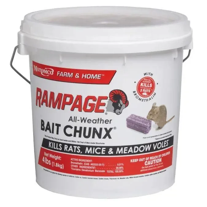 Motomco Rampage All-Weather Rat Bait Chunx Bucket 4 lbs.
