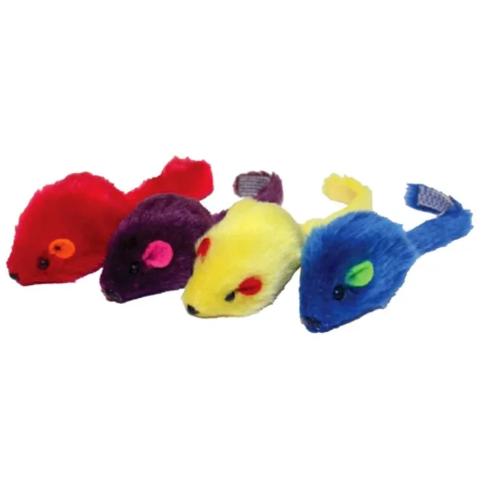Multi-Colored 2″ Mice Cat Toy, 4 pk