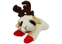 Multipet Holiday Lamb Chop w/Antlers Dog Toy 10.5″