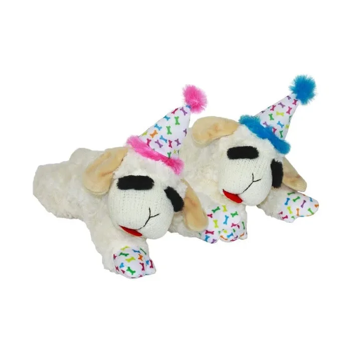 MULTIPET Lamb Chop with Birthday Hat Toy 10.5″