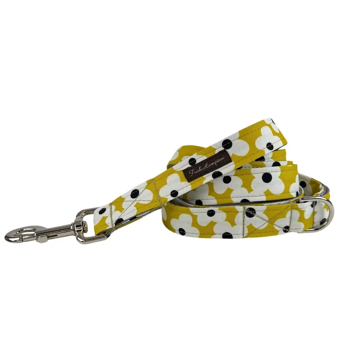 Mustard, White, Black Daisies 6ft Dog Leash – 1088