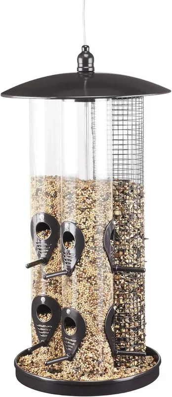 Nature’s Yard Triple Tube Bird Feeder – Dark Grey, 3 Feeding Stations