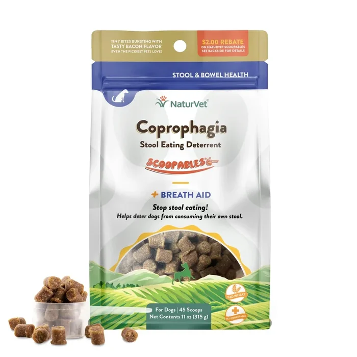 NaturVet – Scoopables Coprophagia Stool Eating Deterrent – Breath Aid