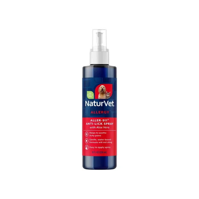 NaturVet Aller-911 Anti-Lick Allergy Aid Paw Spray for Dogs & Cats