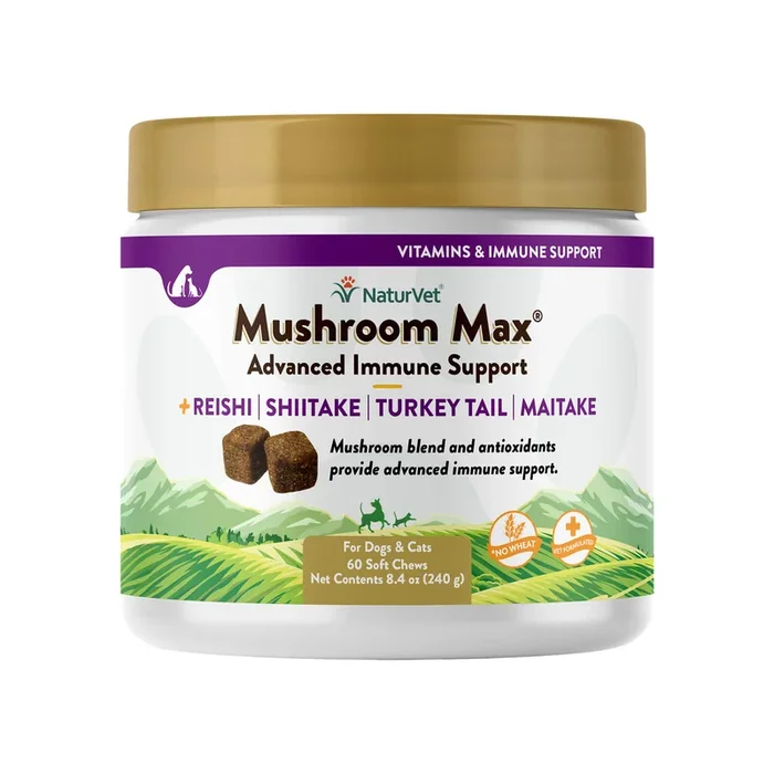 NaturVet Mushroom Max Advanced Immune Support Soft Chews for Dogs & Cats