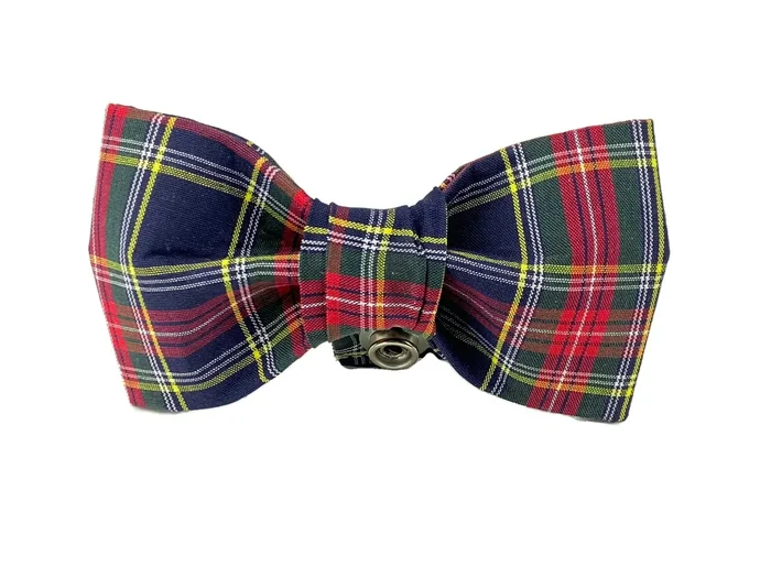 Navy Tartan Plaid Dog Bow Tie – 903