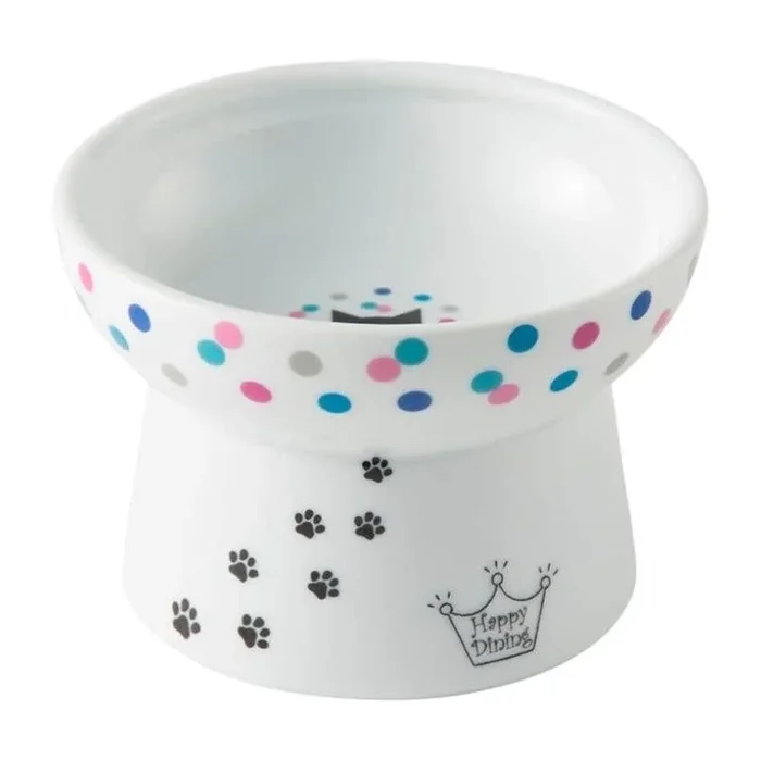 NECOICHI Extra Wide Raised Cat Food Bowl with Dots Limited Edition