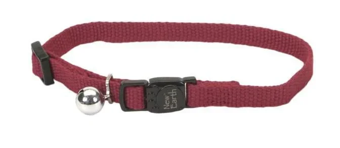 New Earth Soy Adjustable Breakaway Cat Collar Cranberry 3/8 In X 8-12 in