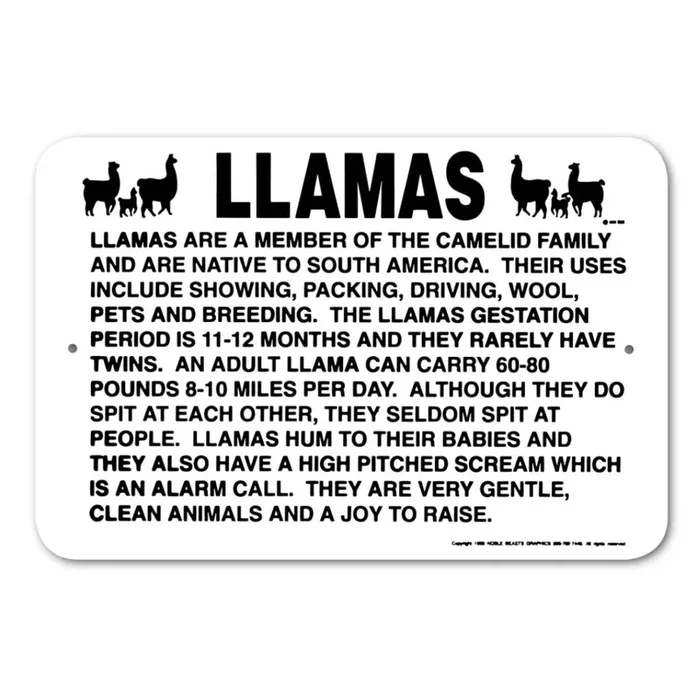 Noble Beasts – Information Llamas Sign