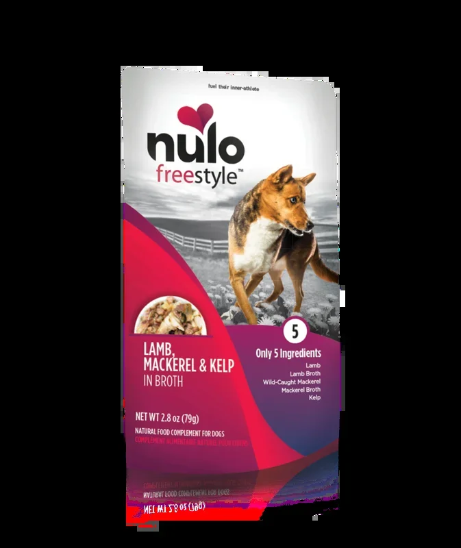 Nulo Dog Freestyle Lamb, Saba/Mackerel & Kelp in Broth Grain-Free Dog Food Topper Pouch, 2.8-oz (Size: 2.8-oz)