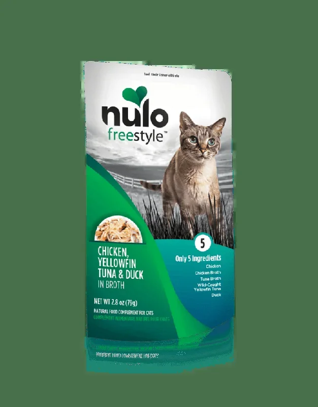 Nulo Freestyle Grain Free Chicken Yellowfin Tuna & Duck in Broth Meaty Cat Food Topper Pouch
