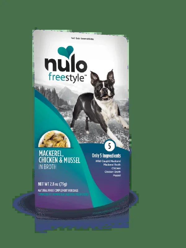 Nulo Freestyle Grain Free Mackerel Chicken & Mussel in Broth Meaty Dog Food Topper Pouch