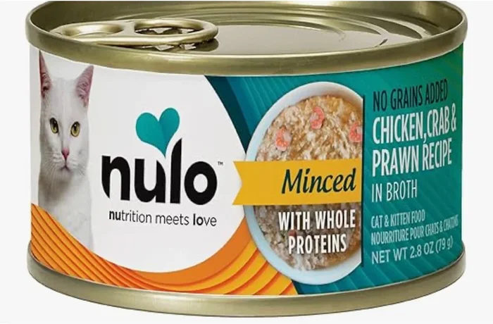 Nulo Grain-Free Minced with Whole Proteins Wet Canned Cat and Kitten Food, Chicken, Crab, and Prawn in Broth, 2.8 Ounce,