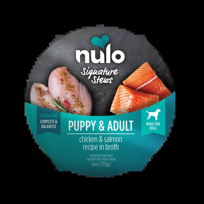 Nulo Signature Stews Puppy & Adult Chicken & Salmon in Broth Recipe Dog Food Tub