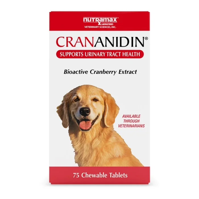 Nutramax Crananidin – Cranberry Extract Urinary Tract Health Supplement for Dogs, 75 Chewable Tablets