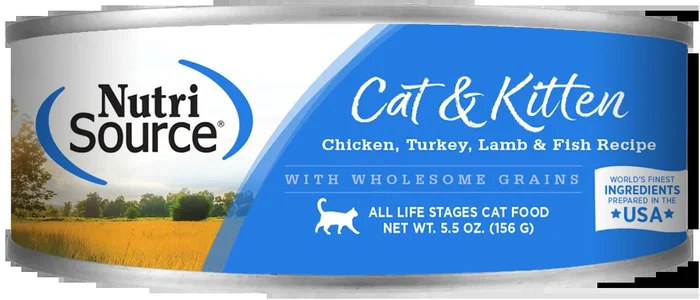 NutriSource Chicken, Turkey, Lamb & Fish Formula Healthy Wet Cat Food 5.5oz
