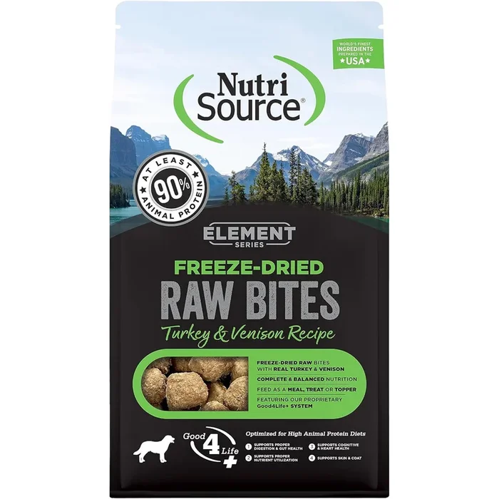 NutriSource Element Series Freeze-Dried Turkey Venison Raw Bites for Dogs 20oz