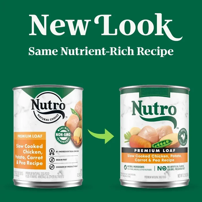 Nutro Ultra – Premium All Breeds, Adult Dog Grain-Free Slow Cooked Chicken, Potato, Carrot & Pea Loaf Recipe Canned Dog Food