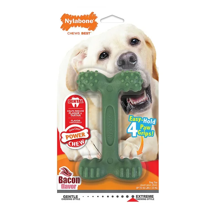 Nylabone – DuraChew Power Chew Easy-Hold Dental Chew Dog Toy – Bacon Flavor