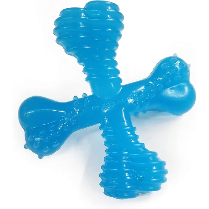 Nylabone Puppy Teething Beef Flavoured Chew “X” Bone Toy for Dogs (Blue)