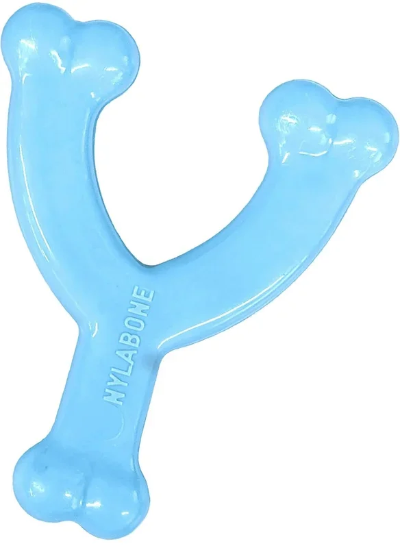 Nylabone Wishbone Puppy Chew Toy, Toys for Teething Puppies, Blue, Chicken Flavor, X-Small – Up to 15 lbs, 1 Count