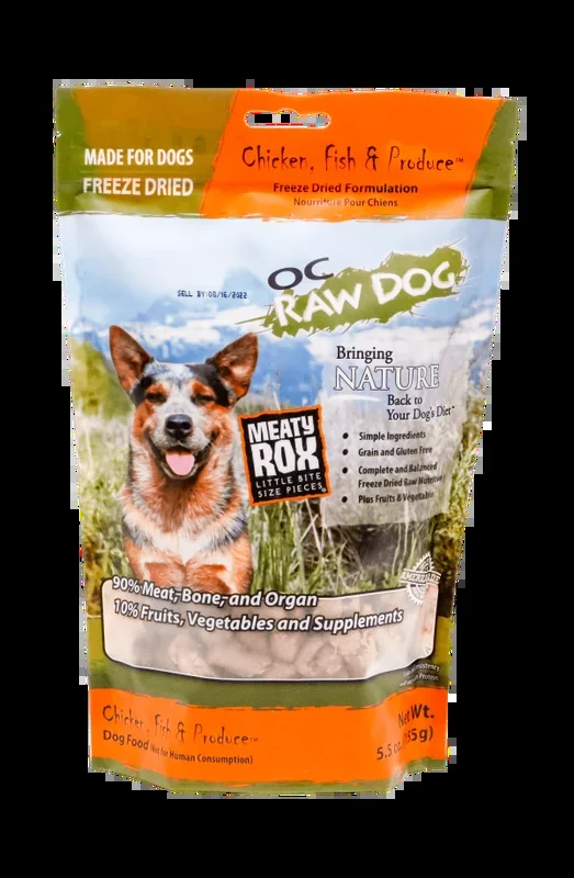 OC Raw Dog Freeze-Fried Chicken, Fish & Produce Meaty Rox