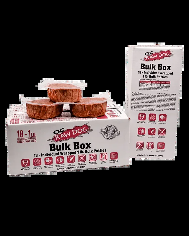 OC Raw Frozen Beef & Produce Patties for Dogs 18lb
