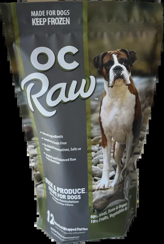 OC Raw Frozen Duck & Produce Patties for Dogs 6lb